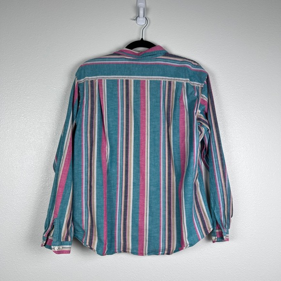 Lands End‎ Women's Button Up Multi Color Striped Blouse Sz 16 - Picture 5 of 5